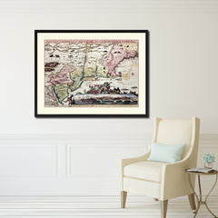 New England Vintage Antique Map Wall Art Home Decor Gift Ideas Canvas Print Custom Picture Frame