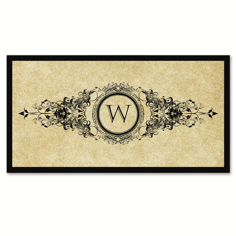 Alphabet Letter W Brown Canvas Print, Black Custom Frame