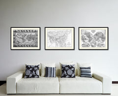 Mongolian Empire Asia Vintage B&W Map Canvas Print, Picture Frame Home Decor Wall Art Gift Ideas