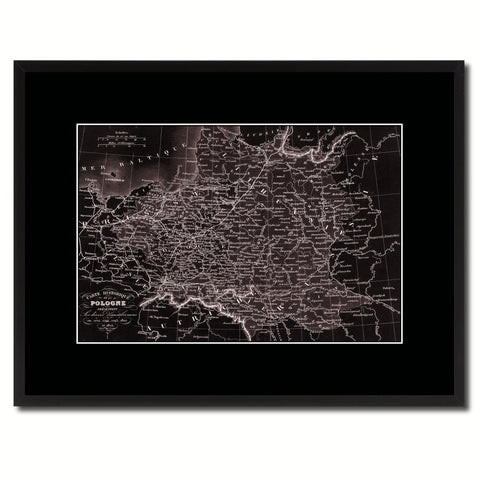 Poland Prussia Germany Vintage Vivid Sepia Map Canvas Print, Picture Frames Home Decor Wall Art Decoration Gifts