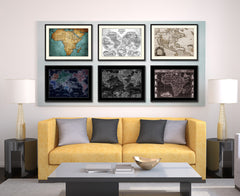 Africa Vintage Vivid Sepia Map Canvas Print, Picture Frames Home Decor Wall Art Decoration Gifts