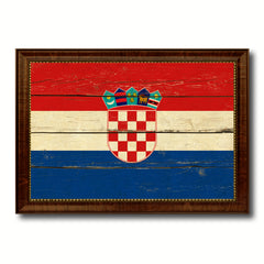 Croatia Country Flag Vintage Canvas Print with Brown Picture Frame Home Decor Gifts Wall Art Decoration Artwork