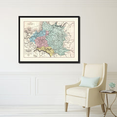 Poland Prussia Germany Vintage Antique Map Wall Art Home Decor Gift Ideas Canvas Print Custom Picture Frame