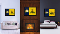 Gadsden Don't Tread On Me Tea Party Kentucky State Military Flag Vintage Canvas Print with Black Picture Frame Home Decor Wall Art Decoration Gift Ideas