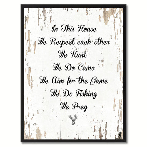 In This House We Respect Each Other Saying Canvas Print, Black Picture Frame Home Decor Wall Art Gifts