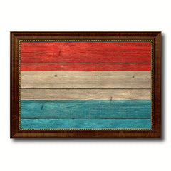 Luxembourg Country Flag Texture Canvas Print with Brown Custom Picture Frame Home Decor Gift Ideas Wall Art Decoration