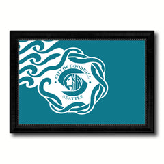Seattle City Washington State Flag Canvas Print Black Picture Frame
