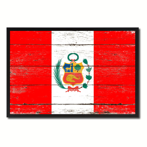 Peru Country National Flag Vintage Canvas Print with Picture Frame Home Decor Wall Art Collection Gift Ideas