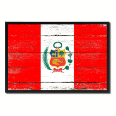 Peru Country National Flag Vintage Canvas Print with Picture Frame Home Decor Wall Art Collection Gift Ideas