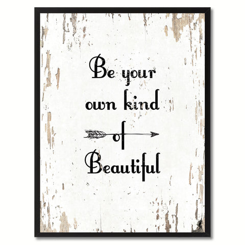 Be Your Own Kind Of Beautiful Saying Motivation Quote Canvas Print, Black Picture Frame Home Decor Wall Art Gifts