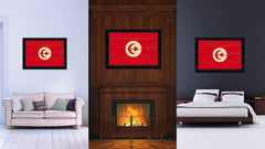 Tunisia Country Flag Vintage Canvas Print with Black Picture Frame Home Decor Gifts Wall Art Decoration Artwork