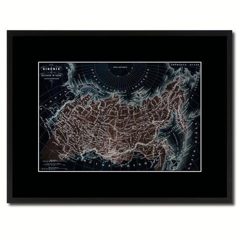 Siberia Russia Vintage Vivid Color Map Canvas Print, Picture Frame Home Decor Wall Art Office Decoration Gift Ideas