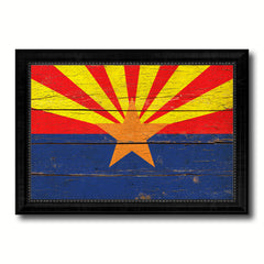 Arizona State Vintage Flag Canvas Print with Black Picture Frame Home Decor Man Cave Wall Art Collectible Decoration Artwork Gifts