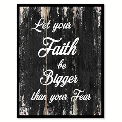 Let your faith be bigger than your fear Motivational Quote Saying Canvas Print with Picture Frame Home Decor Wall Art