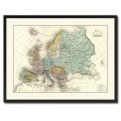 Europe Vintage Antique Map Wall Art Home Decor Gift Ideas Canvas Print Custom Picture Frame