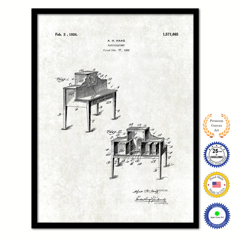 1926 Radiocabinet Old Patent Art Print on Canvas Custom Framed Vintage Home Decor Wall Decoration Great for Gifts