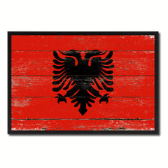 Albania Country National Flag Vintage Canvas Print with Picture Frame Home Decor Wall Art Collection Gift Ideas