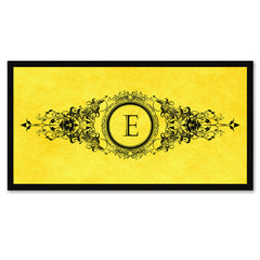 Alphabet Letter E Yellow Canvas Print Black Frame Kids Bedroom Wall Décor Home Art