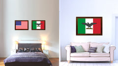 Italy War Eagle Italian Flag Canvas Print with Brown Picture Frame Home Decor Wall Art Gift Ideas