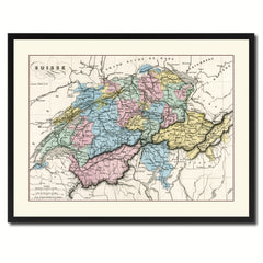 Switzerland Vintage Antique Map Wall Art Home Decor Gift Ideas Canvas Print Custom Picture Frame