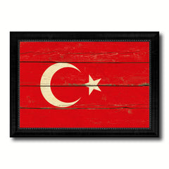 Turkey Country Flag Vintage Canvas Print with Black Picture Frame Home Decor Gifts Wall Art Decoration Artwork