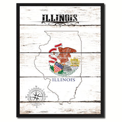 Illinois State Flag Gifts Home Decor Wall Art Canvas Print Picture Frames