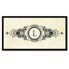 Alphabet Letter L White Canvas Print, Black Custom Frame