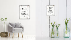 But First Coffee Vintage Saying Gifts Home Decor Wall Art Canvas Print with Custom Picture Frame