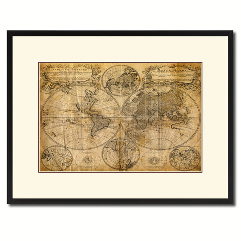 World Vintage Antique Map Wall Art Home Decor Gift Ideas Canvas Print Custom Picture Frame