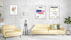 Rhode Island Flag Gifts Home Decor Wall Art Canvas Print with Custom Picture Frame