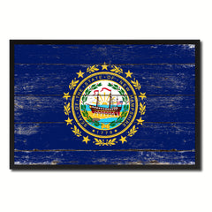 New Hampshire State Flag Vintage Canvas Print with Black Picture Frame Home DecorWall Art Collectible Decoration Artwork Gifts