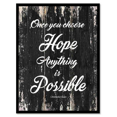 Once you choose hope anything is possible Motivational Quote Saying Canvas Print with Picture Frame Home Decor Wall Art