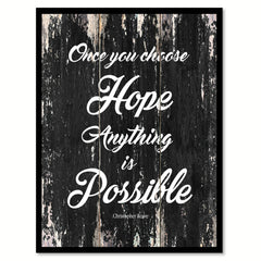 Once you choose hope anything is possible Motivational Quote Saying Canvas Print with Picture Frame Home Decor Wall Art