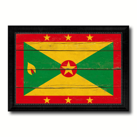 Grenada Country Flag Vintage Canvas Print with Black Picture Frame Home Decor Gifts Wall Art Decoration Artwork