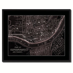 Cincinnati Vintage Vivid Sepia Map Canvas Print, Picture Frames Home Decor Wall Art Decoration Gifts