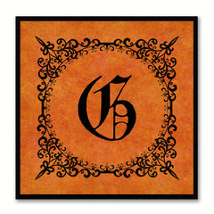 Alphabet G Orange Canvas Print Black Frame Kids Bedroom Wall Décor Home Art