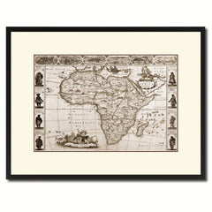 Africa Vintage Sepia Map Canvas Print, Picture Frame Gifts Home Decor Wall Art Decoration