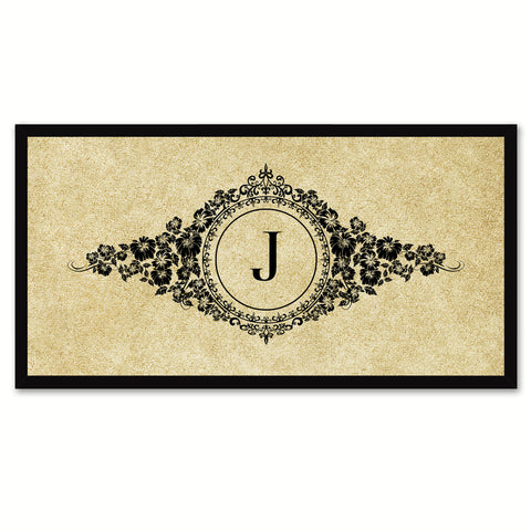 Alphabet Letter J Brown Canvas Print, Black Custom Frame