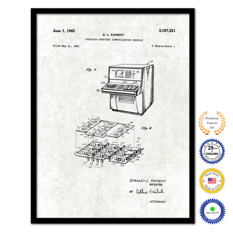 1965 Operator-computer communication console Old Patent Art Print on Canvas Custom Framed Vintage Home Decor Wall Decoration Great for Gifts
