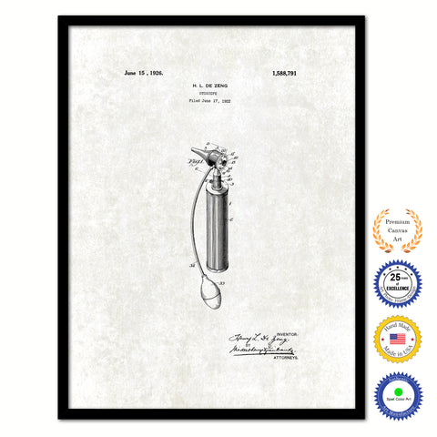 1926 Doctor Otoscope Tool Vintage Patent Artwork Black Framed Canvas Print Home Office Decor Great for Doctor Paramedic Surgeon Hospital Medical Student