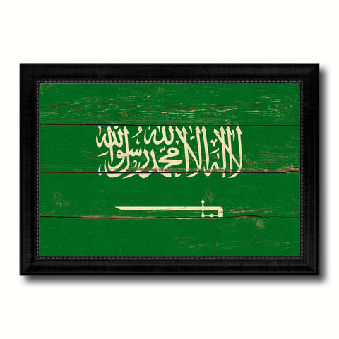 Saudi Arabia Country Flag Vintage Canvas Print with Black Picture Frame Home Decor Gifts Wall Art Decoration Artwork