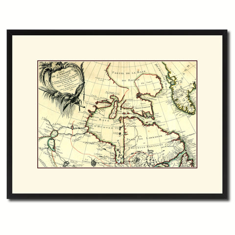 North East Canada & Greenland Vintage Antique Map Wall Art Home Decor Gift Ideas Canvas Print Custom Picture Frame