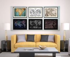 Europe  Asia Vintage Vivid Sepia Map Canvas Print, Picture Frames Home Decor Wall Art Decoration Gifts