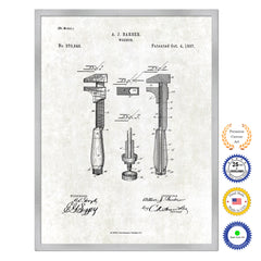 1887 Wrench Old Patent Art Print on Canvas Custom Framed Vintage Home Decor Wall Decoration Great for Gifts