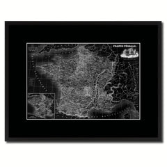 Mideavel France Crusades Vintage Monochrome Map Canvas Print, Gifts Picture Frames Home Decor Wall Art