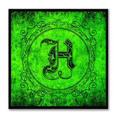 Alphabet H Green Canvas Print Black Frame Kids Bedroom Wall Décor Home Art