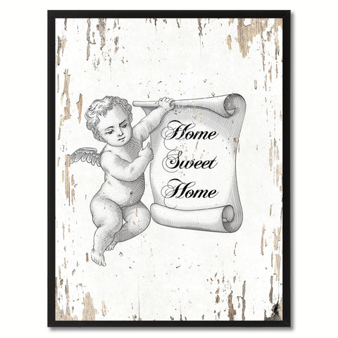 Home Sweet Home Saying Canvas Print, Black Picture Frame Home Decor Wall Art Gifts