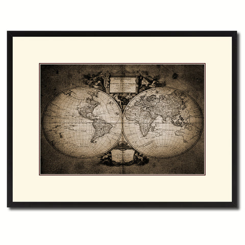 World Vintage Sepia Map Canvas Print, Picture Frame Gifts Home Decor Wall Art Decoration