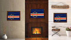 Cape Verde Country Flag Vintage Canvas Print with Brown Picture Frame Home Decor Gifts Wall Art Decoration Artwork