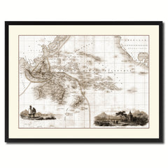 Oceania Australia New Zealand Vintage Sepia Map Canvas Print, Picture Frame Gifts Home Decor Wall Art Decoration